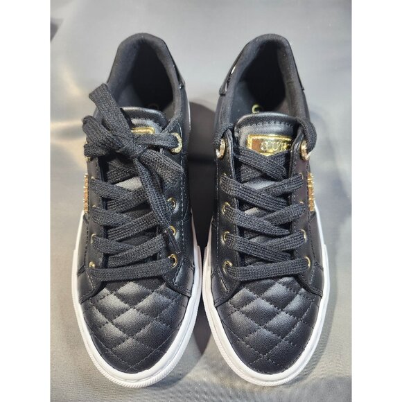 GUESS LOVEN lace-up SNEAKERS - SIZE 8.5M - BLACK/gold - - Picture 4 of 8